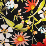 Italienischer Seidensatin Floral Schwarz - Ribes y Casals