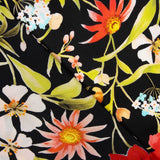 Italienischer Seidensatin Floral Schwarz - Ribes y Casals