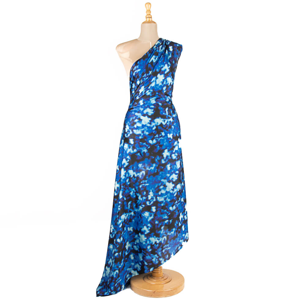 Bedruckter Satin Delhi Blau - Ribes y Casals