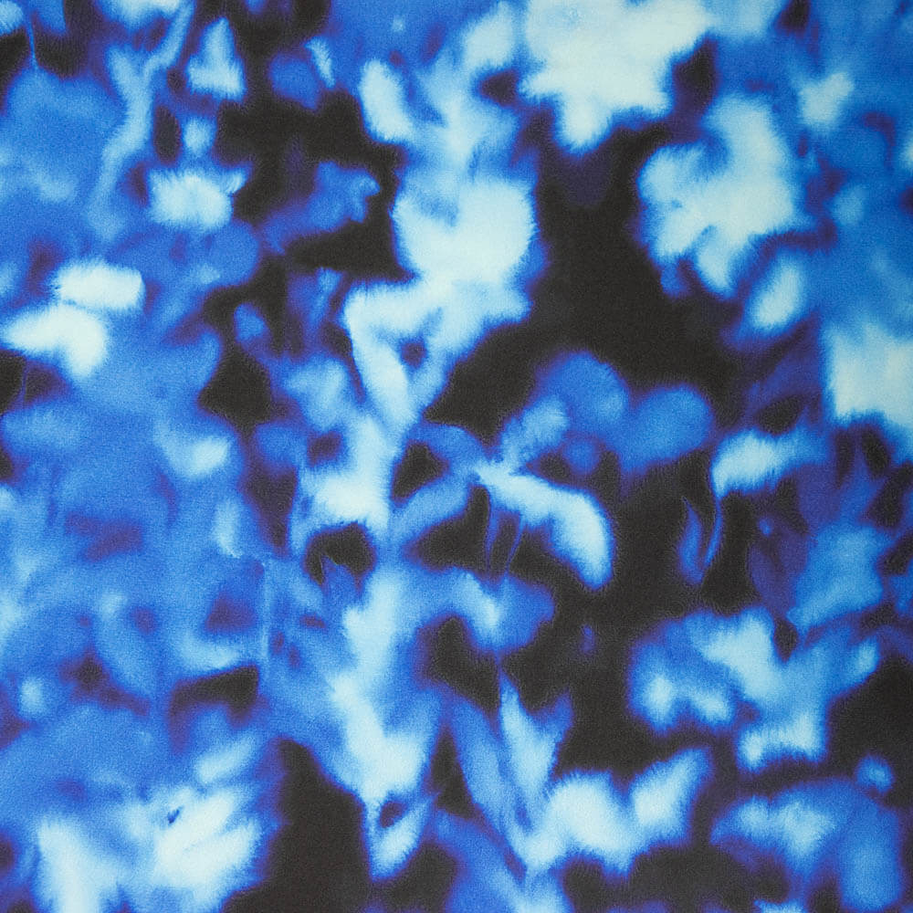 Bedruckter Satin Delhi Blau - Ribes y Casals