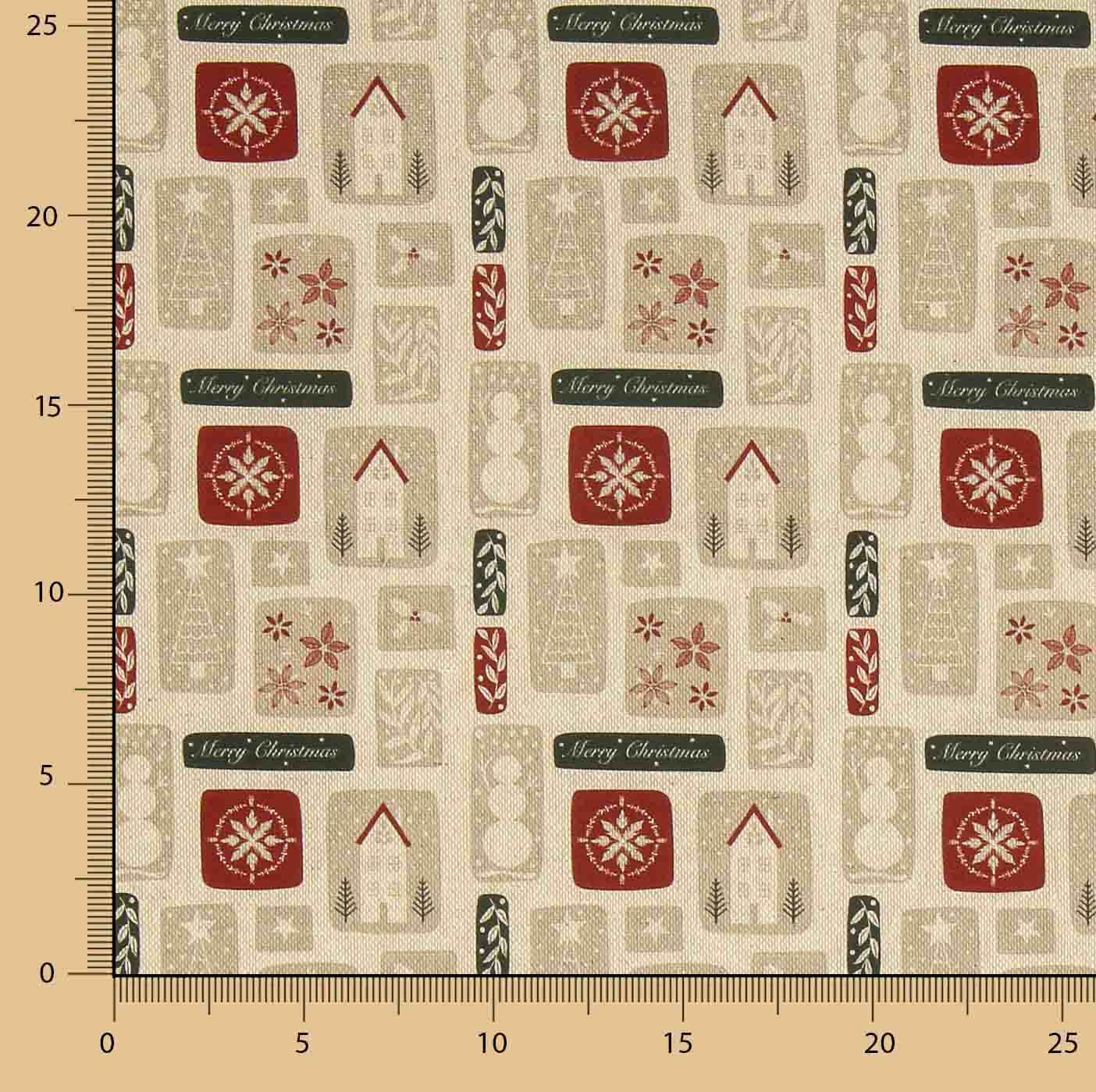 Baumwollpopeline Weihnachten Vintage-Muster - Ribes y Casals