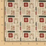 Baumwollpopeline Weihnachten Vintage-Muster - Ribes y Casals