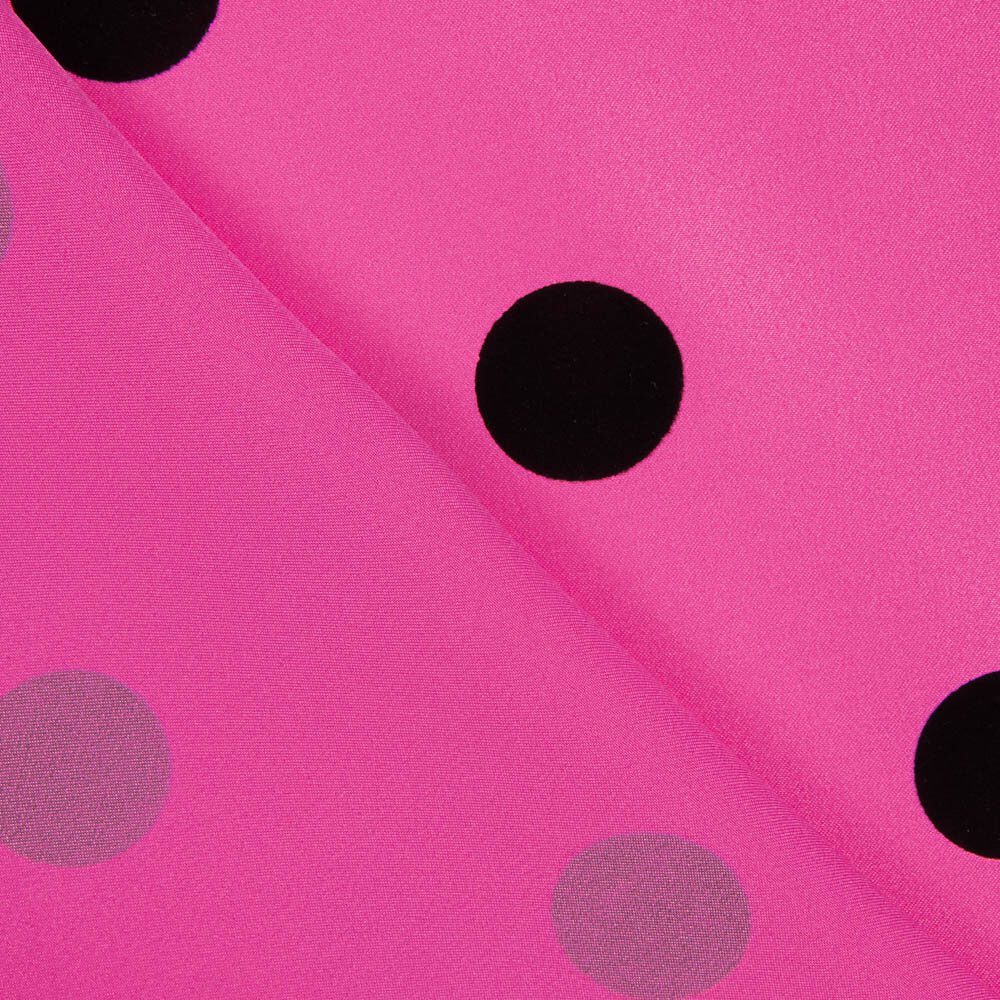 Fama Fuchsia Fuchsia Schwarz beflockt Polka Dot 30mm - Ribes y Casals