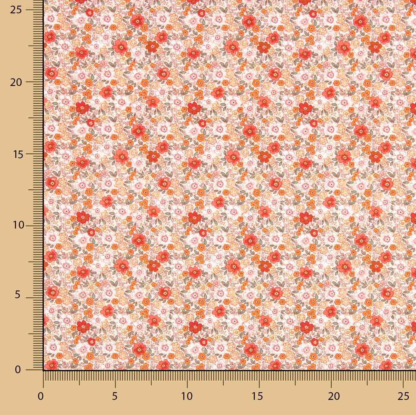 Popeline Baumwolle Baumwolle Floral Orange - Ribes y Casals
