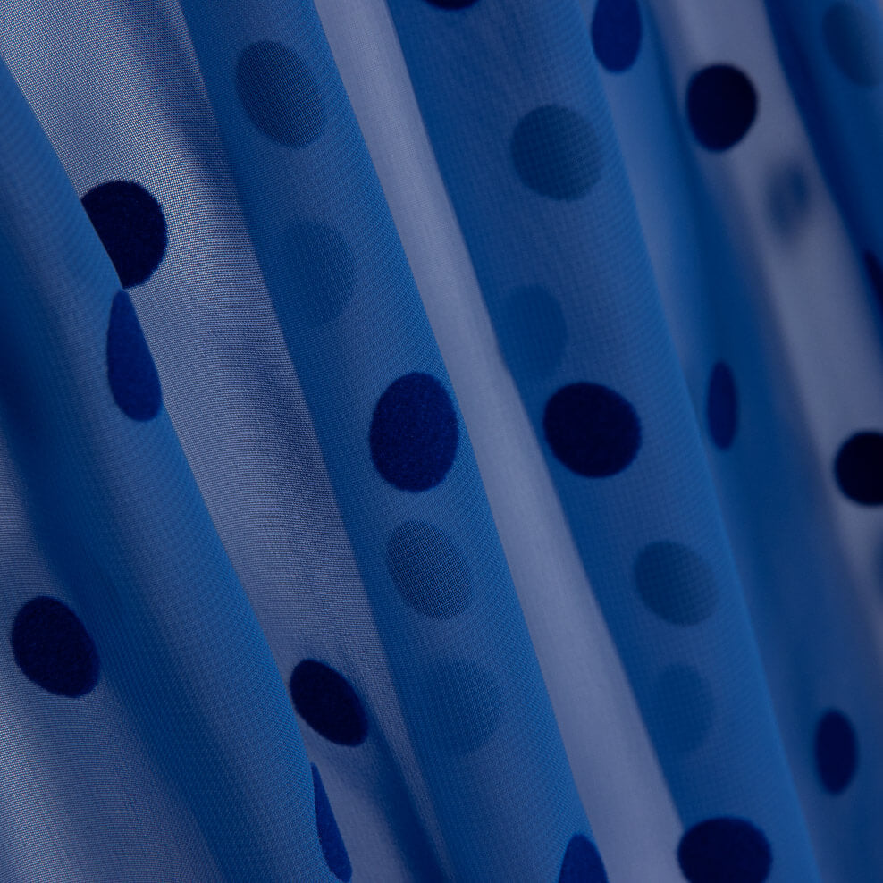 Chiffon Polka Dot beflockt Blau - Ribes y Casals