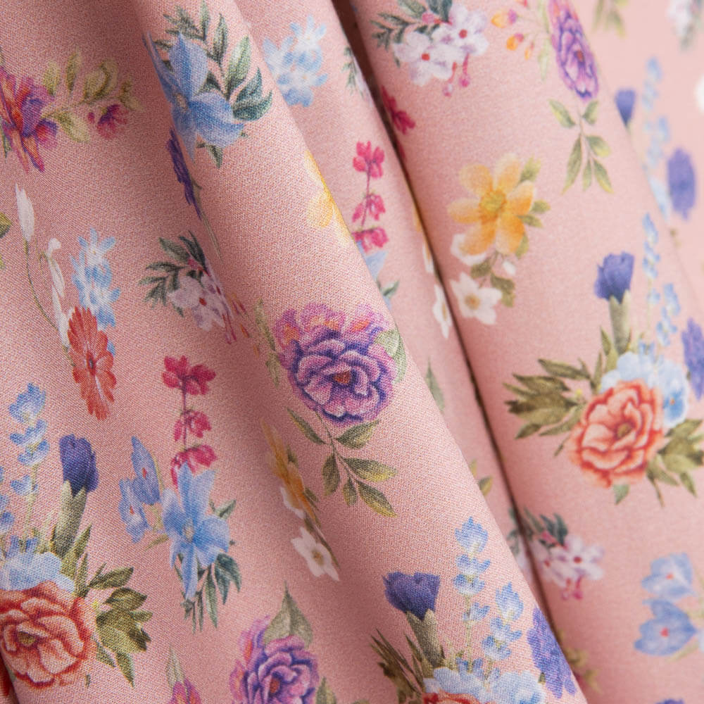 Flamenca Bedruckte Popeline Flor Creto Rosa - Ribes y Casals