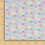 Flamenca Flor Bedruckte Popeline Hawa Blau - Ribes y Casals