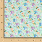 Popeline-Reststück mit Flamenco-Blumenmuster in Hawa-Grün – verschiedene Maße x Breite 140 cm - Ribes y Casals