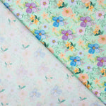 Popeline-Reststück mit Flamenco-Blumenmuster in Hawa-Grün – verschiedene Maße x Breite 140 cm - Ribes y Casals