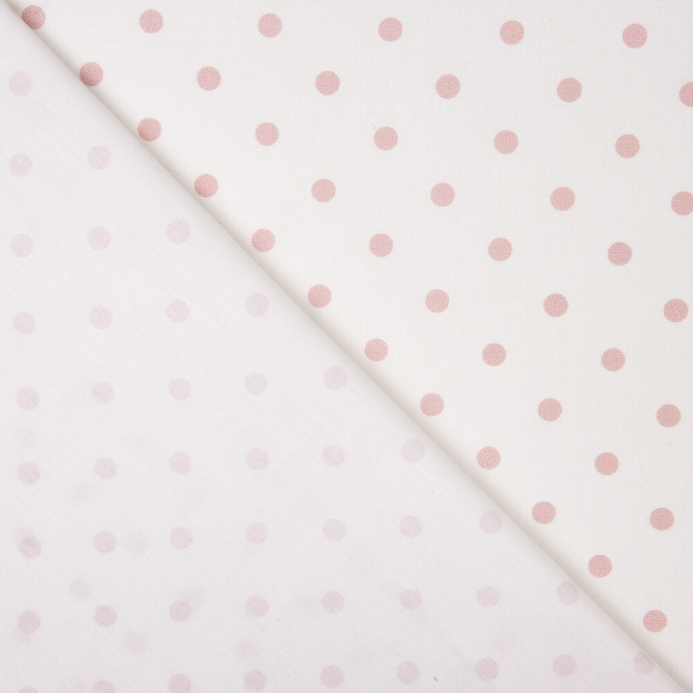 Flamenco bedruckte Popeline mit Polka Dots 7mm Rosa-Ecru - Ribes y Casals
