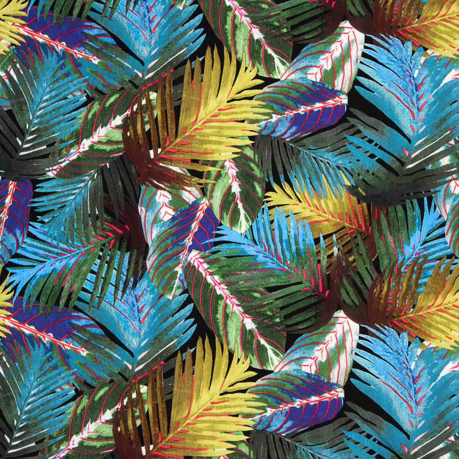 Blaue Palme bedruckte Viskose - Ribes y Casals