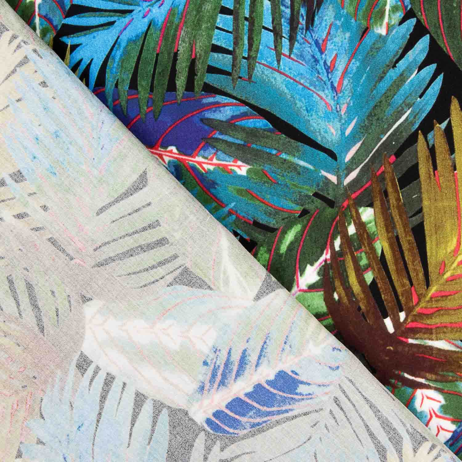 Blaue Palme bedruckte Viskose - Ribes y Casals
