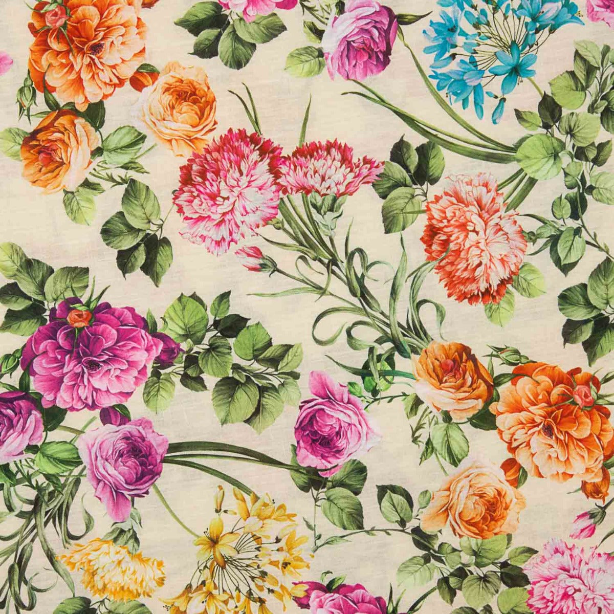 Rustikaler elfenbeinfarbener Floraldruck-Stoff - Ribes y Casals