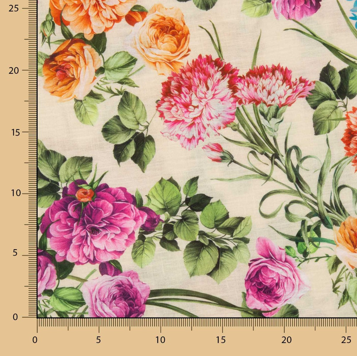 Rustikaler elfenbeinfarbener Floraldruck-Stoff - Ribes y Casals