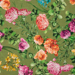 Rustikaler Stoff mit Blumenmuster, olivgrün - Ribes y Casals