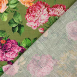 Rustikaler Stoff mit Blumenmuster, olivgrün - Ribes y Casals