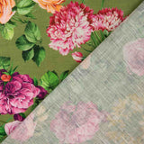 Rustikaler Stoff mit Blumenmuster, olivgrün - Ribes y Casals