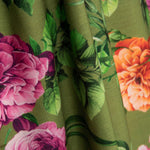 Rustikaler Stoff mit Blumenmuster, olivgrün - Ribes y Casals