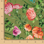 Rustikaler Stoff mit Blumenmuster, olivgrün - Ribes y Casals