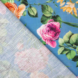 Blauer rustikaler Blumendruck Wandbehang 70 x 140 cm - Ribes y Casals