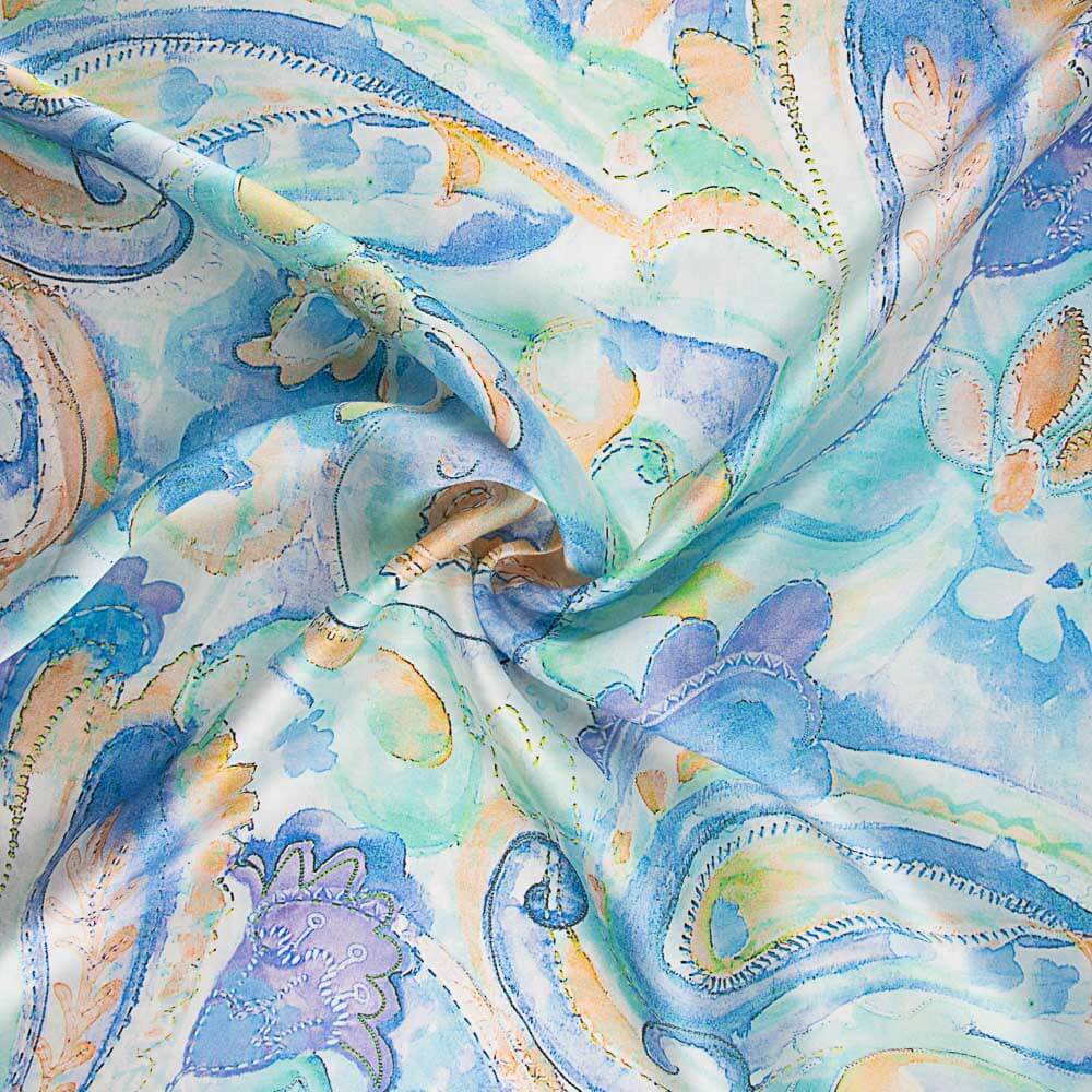 Satin Naturseide Savona Soft Blue - Ribes y Casals