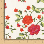 Bestickter Schal Rose Rot Tencel Weiß Natürlich - Ribes y Casals