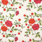 Bestickter Schal Rose Rot Tencel Weiß Natürlich - Ribes y Casals