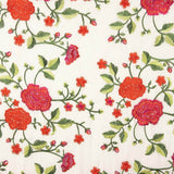 Bestickter Schal Rose Rot Tencel Weiß Natürlich - Ribes y Casals