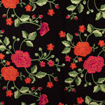 Bestickter Schal Rosa Rot Tencel Schwarz - Ribes y Casals