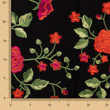Bestickter Schal Rosa Rot Tencel Schwarz - Ribes y Casals