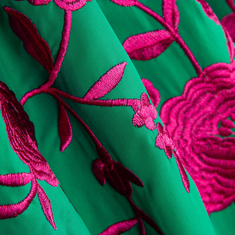 Fuchsia Tencel Smaragd Stickereischal - Ribes y Casals