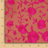 Reststück bestickter Schal in Fuchsia und Tencel-Koralle – verschiedene Maße x Breite 140 cm - Ribes y Casals