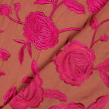Reststück bestickter Schal in Fuchsia und Tencel-Koralle – verschiedene Maße x Breite 140 cm - Ribes y Casals