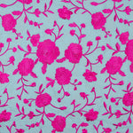 Bestickter Schal Fuchsia Tencel Hellblau - Ribes y Casals