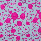 Bestickter Schal Fuchsia Tencel Hellblau - Ribes y Casals