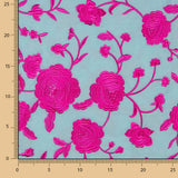 Bestickter Schal Fuchsia Tencel Hellblau - Ribes y Casals