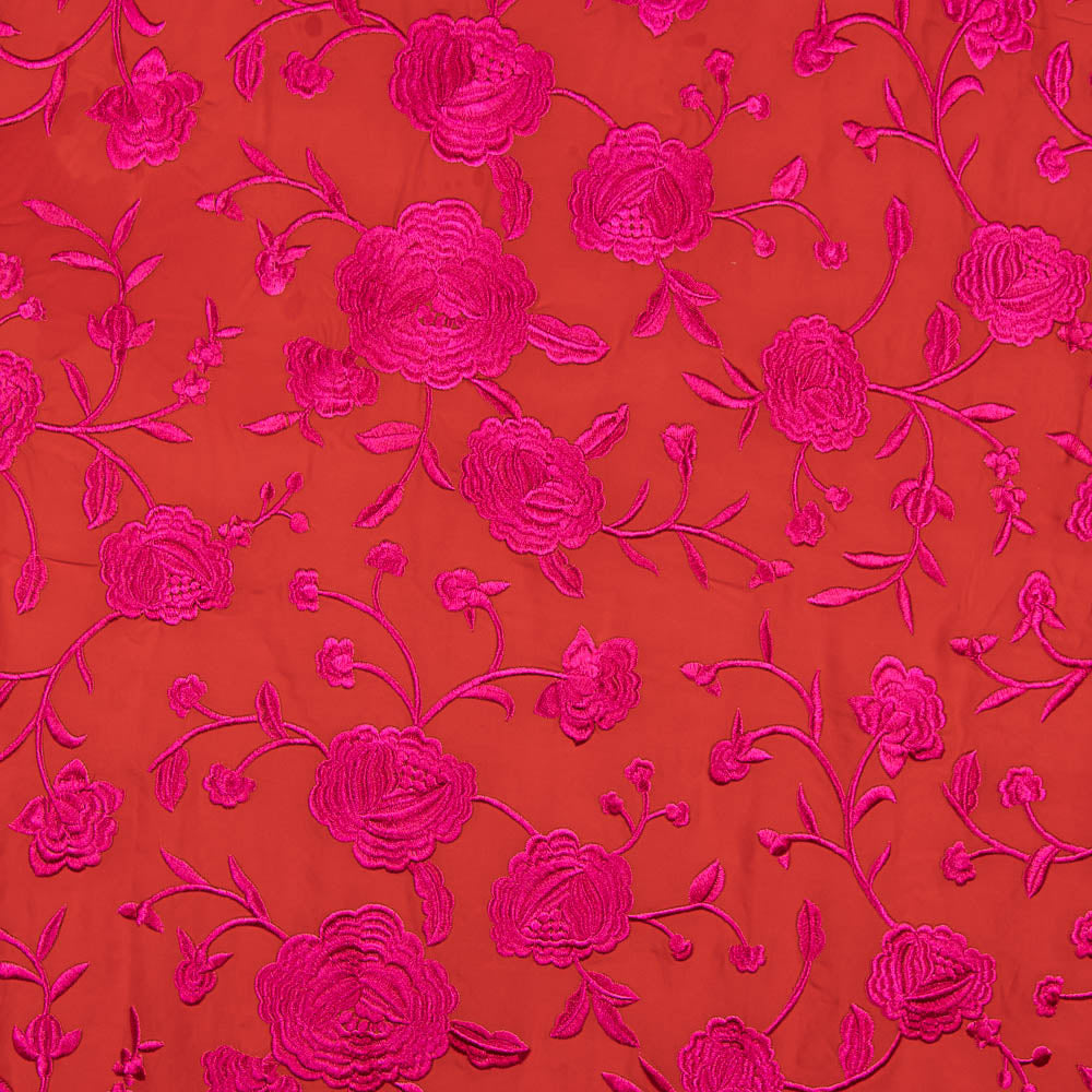Fuchsia Tencel-Stickerei-Schal Rot - Ribes y Casals