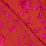 Restposten Schal Stickerei Fuchsia Tencel Rot 140 x 140 cm - Ribes y Casals