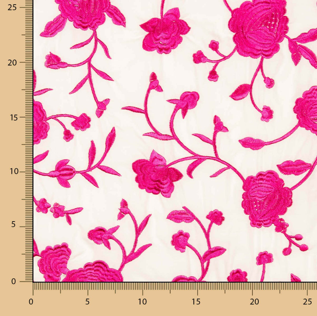 Fuchsia Tencel Stickerei Schal Weiß Natürlich - Ribes y Casals