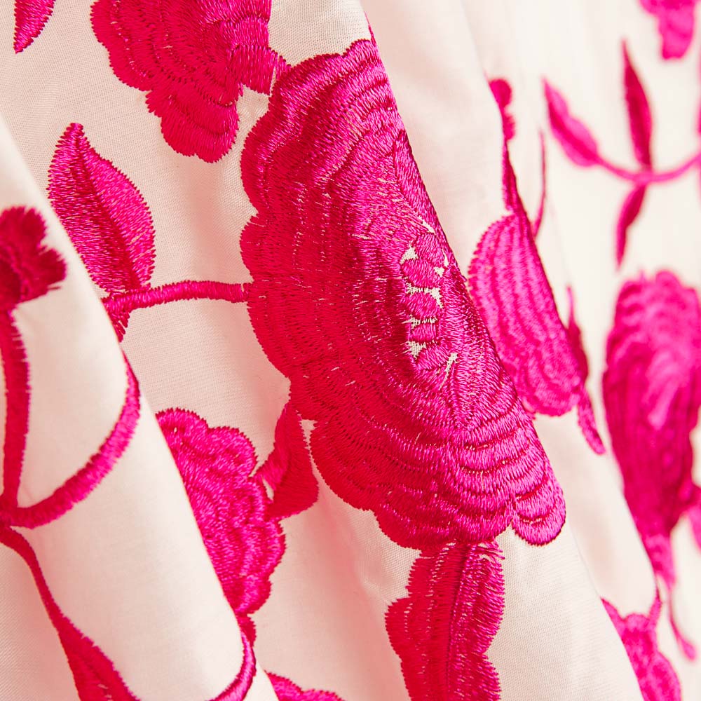 Fuchsia Tencel Stickerei Schal Weiß Natürlich - Ribes y Casals