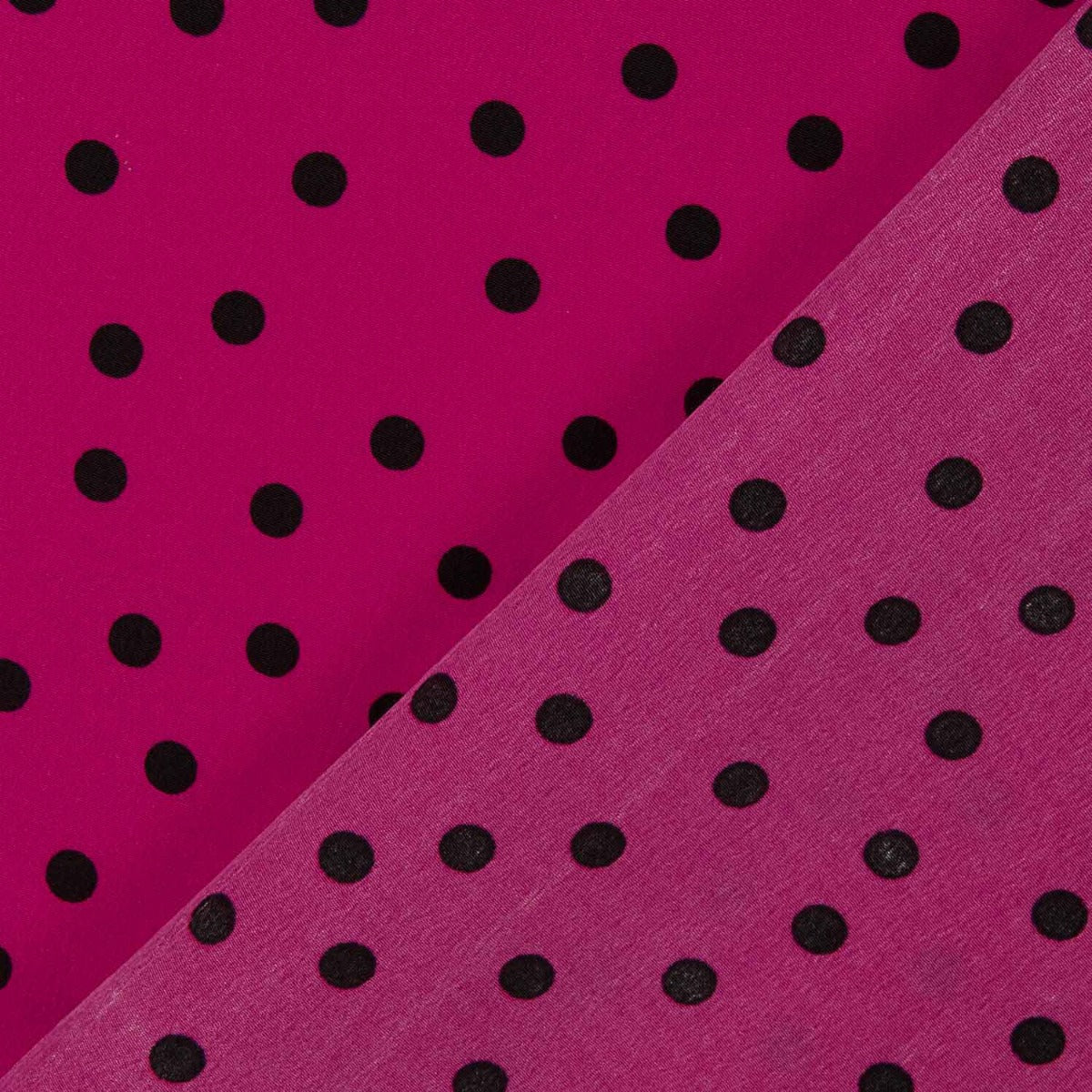 Polyester Crepe Polyester Polka Dot Tropfen 7mm Fuchsia - Ribes y Casals