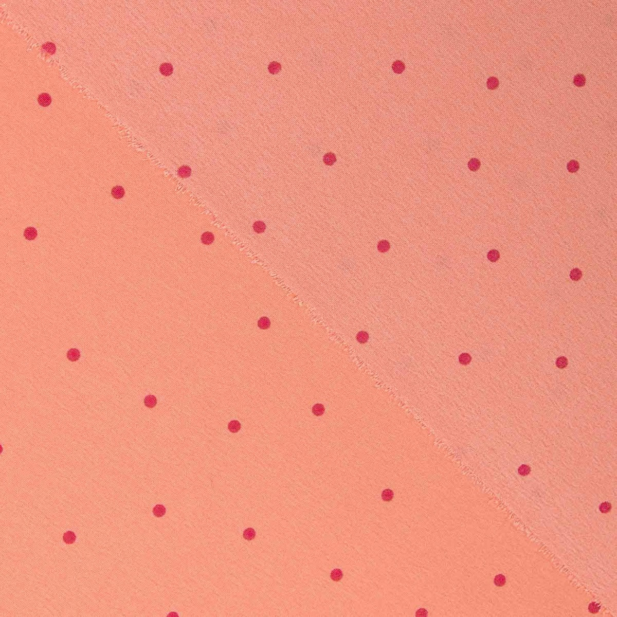Polyester Krepp Polka Dot Polka Dot Mini Coral - Ribes y Casals