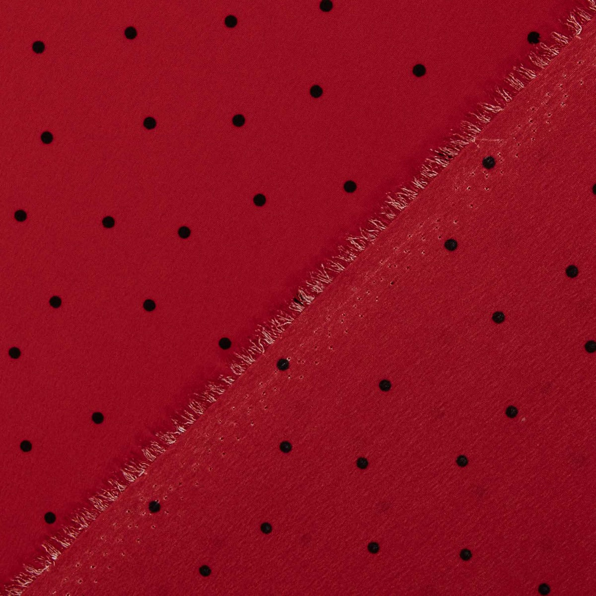 Polyester-Krepp-Polka-Dot Mini Drop Rot - Ribes y Casals