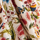 Polyester Crep Polyester Heavy Drawstring Printed Ecru Hummingbird Shawl - Ribes y Casals