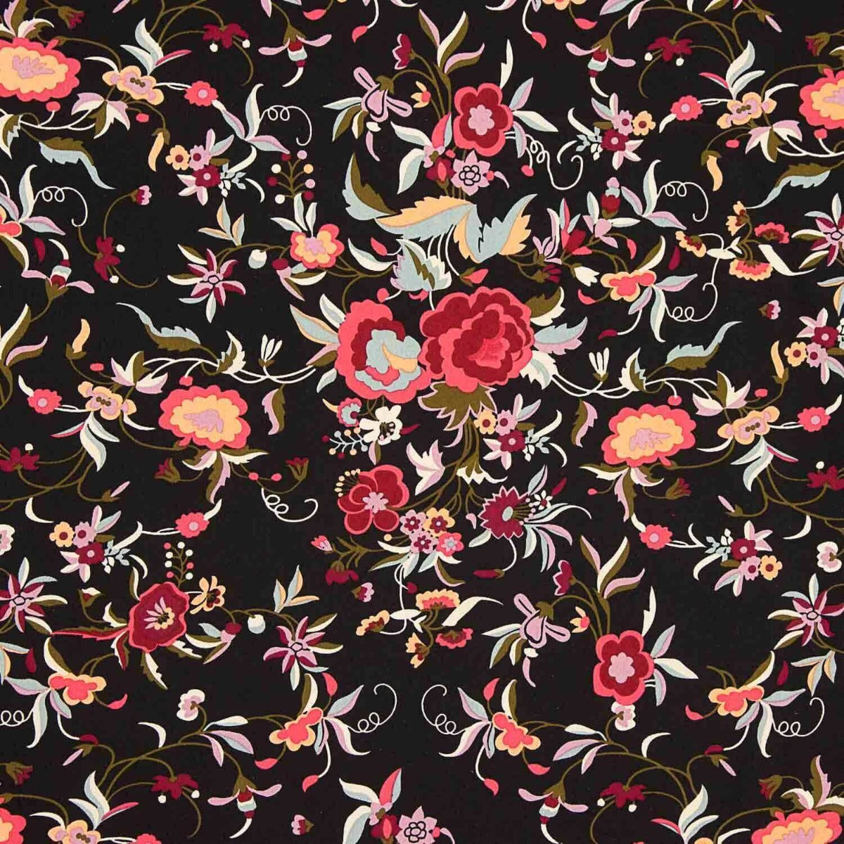 Crepe Polyester Heavy Drape Bedruckter Schal Schwarz - Ribes y Casals