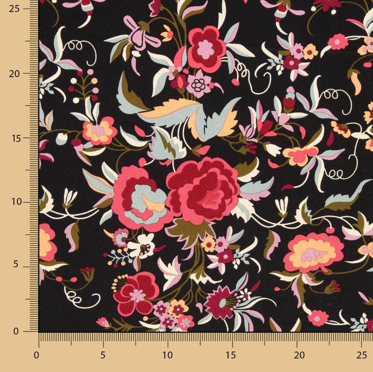 Crepe Polyester Heavy Drape Bedruckter Schal Schwarz - Ribes y Casals