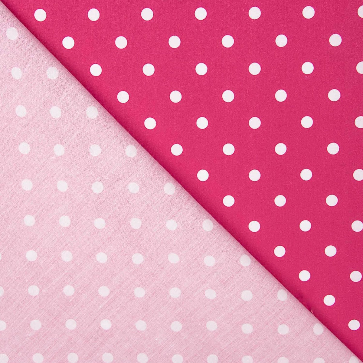 Flamenco Popeline mit Polka Dot Druck 7mm Fuchsia/Weiß - Ribes y Casals