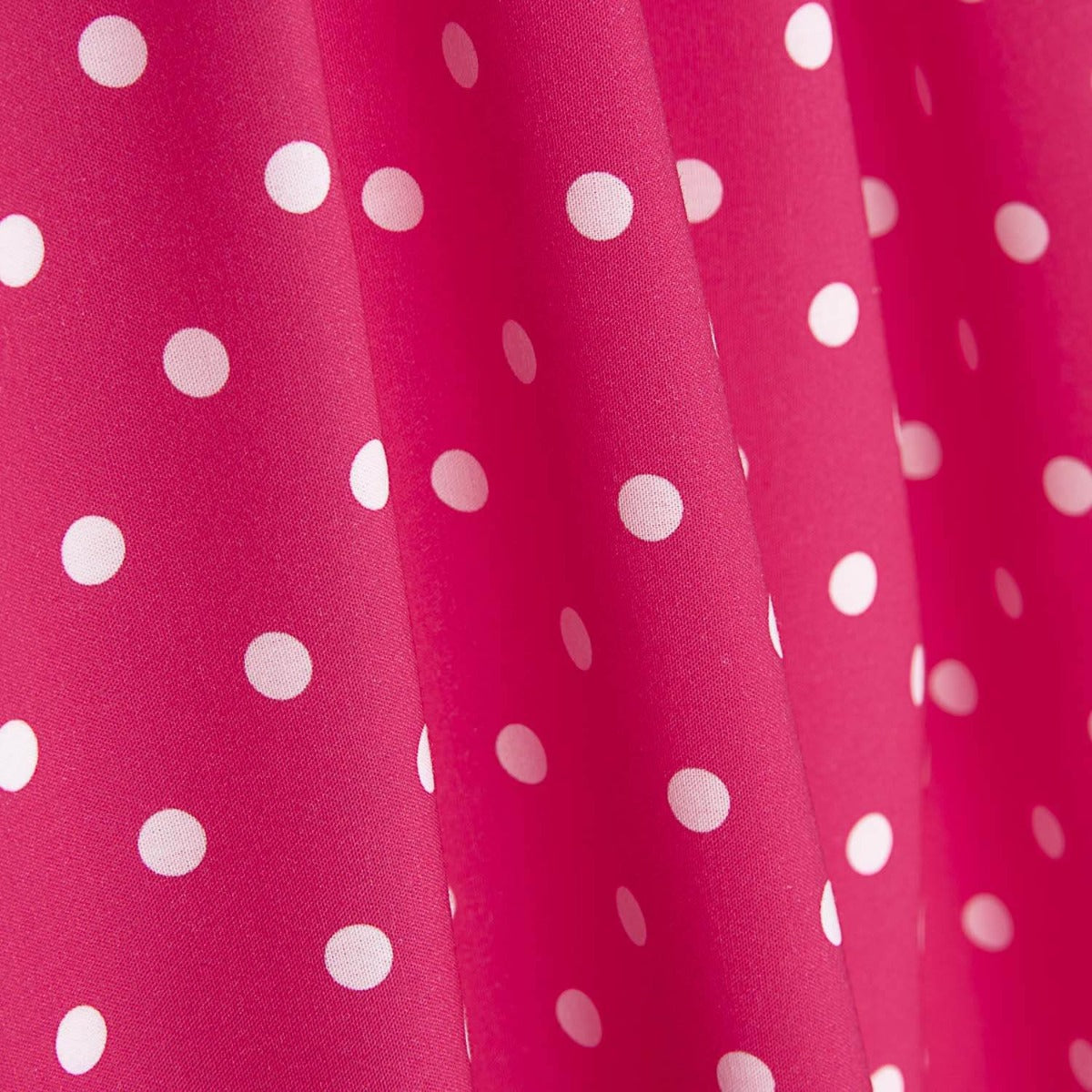 Flamenco Popeline mit Polka Dot Druck 7mm Fuchsia/Weiß - Ribes y Casals