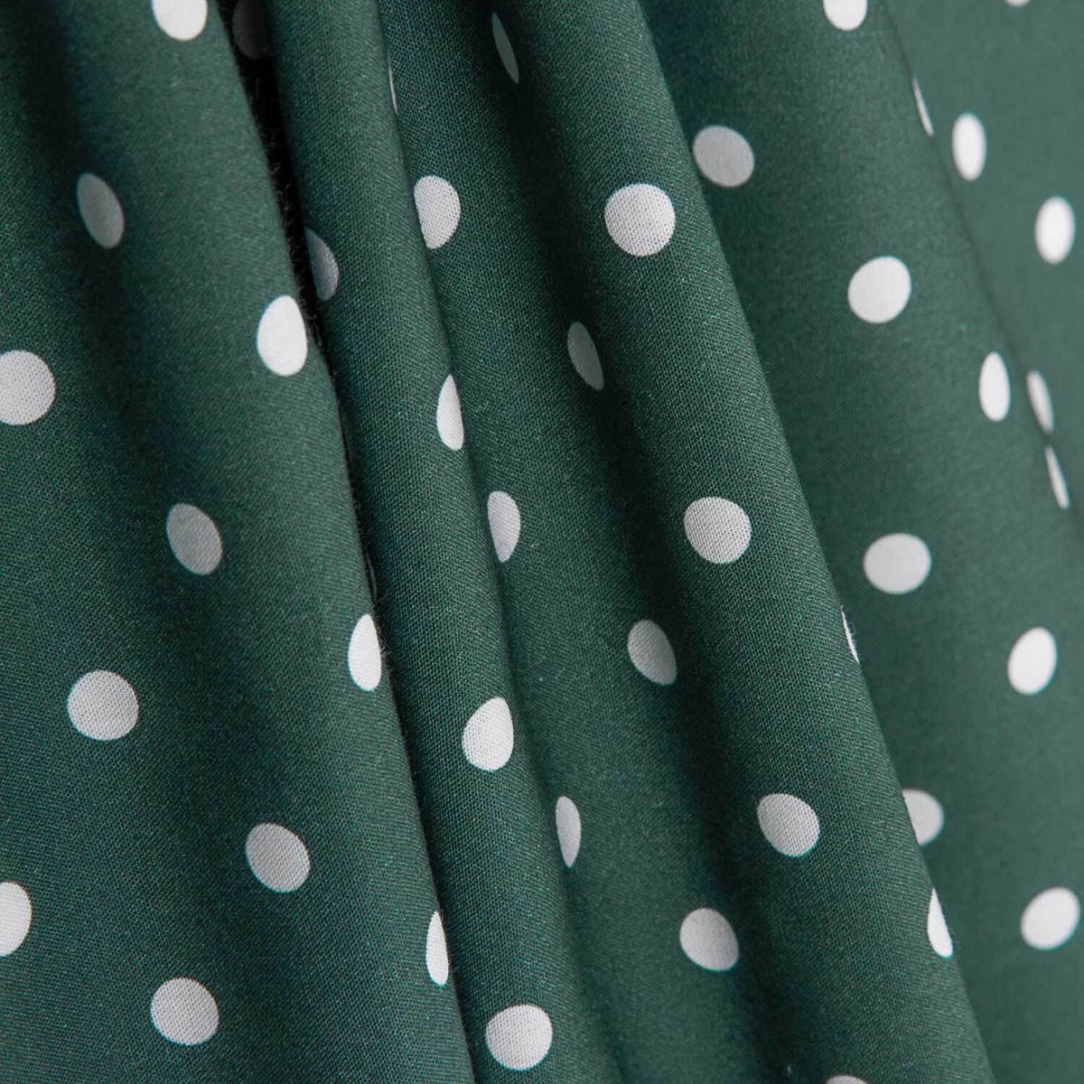 Flamenco Popeline mit Polka Dot Druck 7mm Dunkelgrün/Weiß - Ribes y Casals