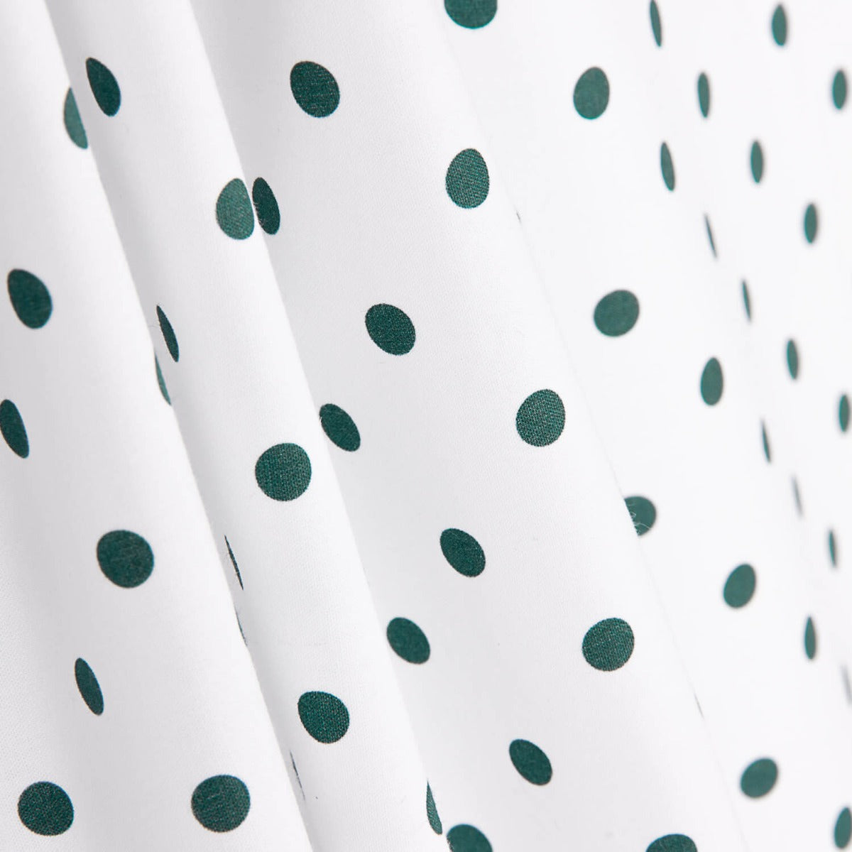 Flamenco Popeline mit Polka Dot Druck 7mm Weiß/Dunkelgrün - Ribes y Casals